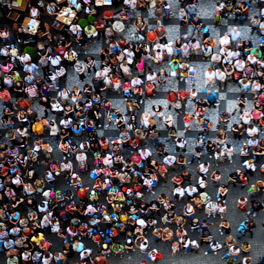 Bird's eye view of a large crowd of people